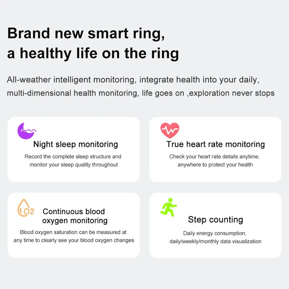 2024 New Smart Ring Men Women Heart Rate Blood Oxygen Sleep Health Monitor GPS Sports Fitness Tracker Waterproof For Android IOS - SlimmingHut