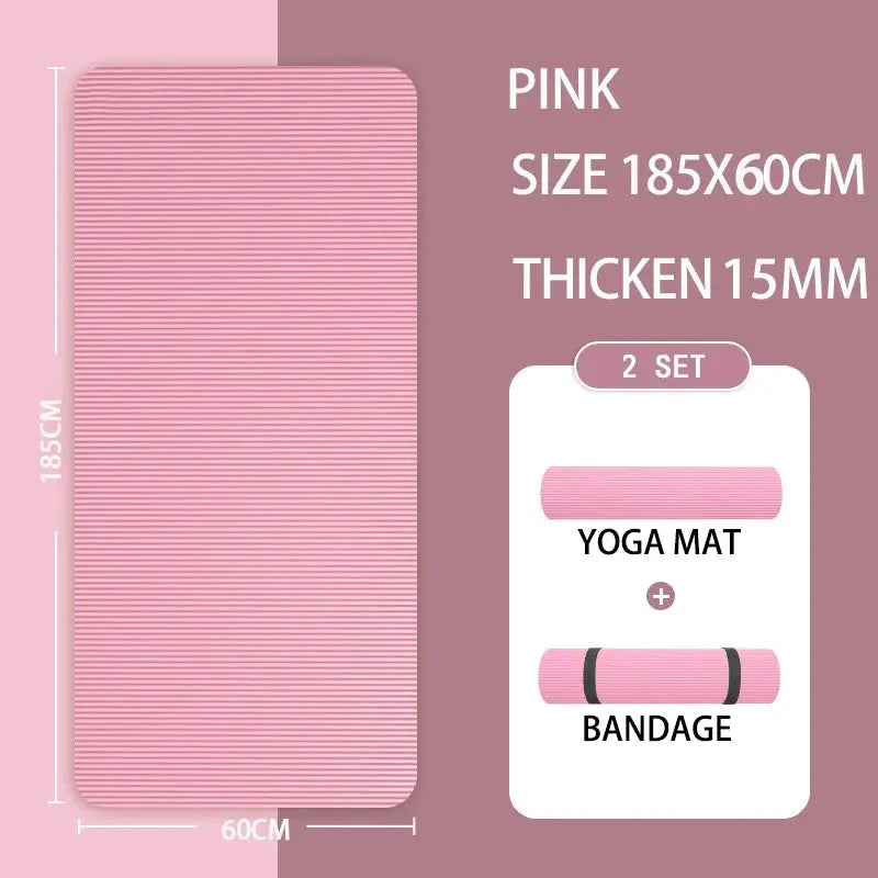 15MM//20MM Thick Non-slip Yoga Mat High-density Sports Fitness Mat Home Sports Pilates Gymnastics Exercise Gymnastics - SlimmingHut