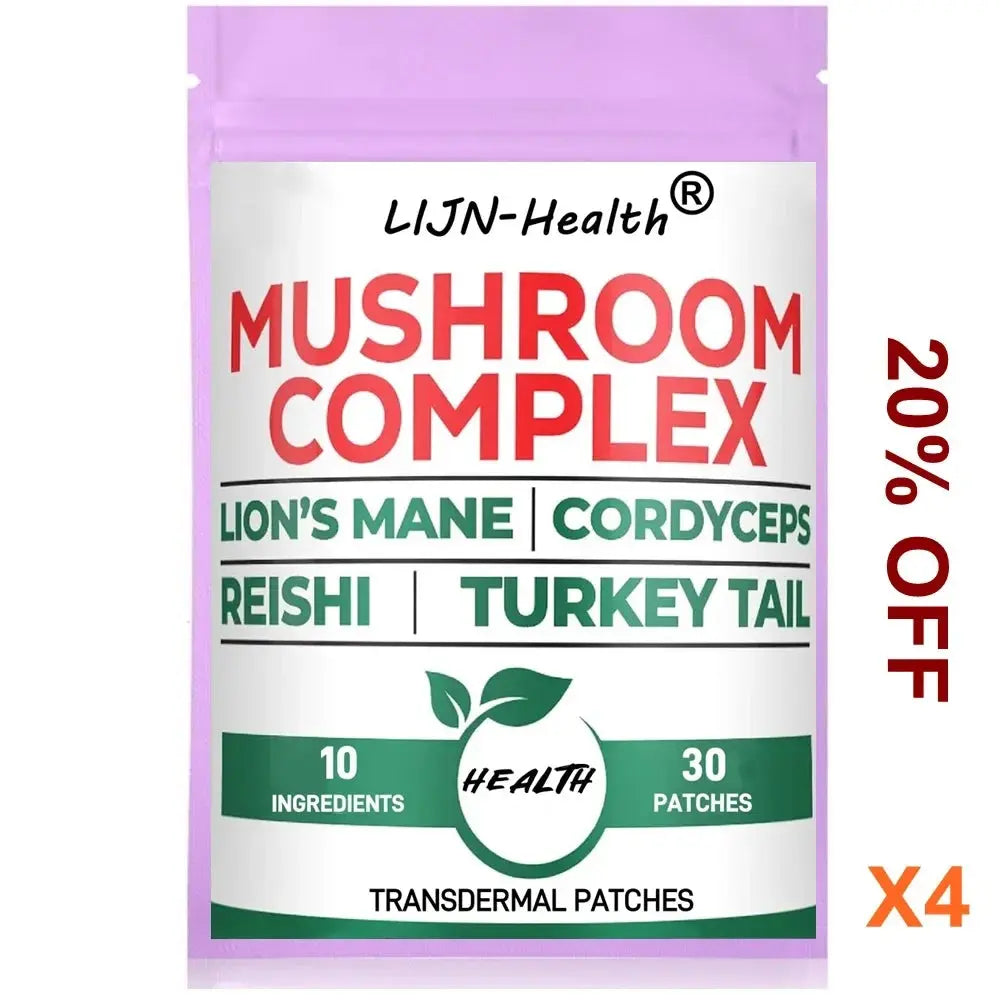 30 Patches 10 in1 Lions Mane Complex Transdermal Patches - Blended with Cordyceps Sinensis, Reishi Mushroom Turkey Tail Mushroom - SlimmingHut