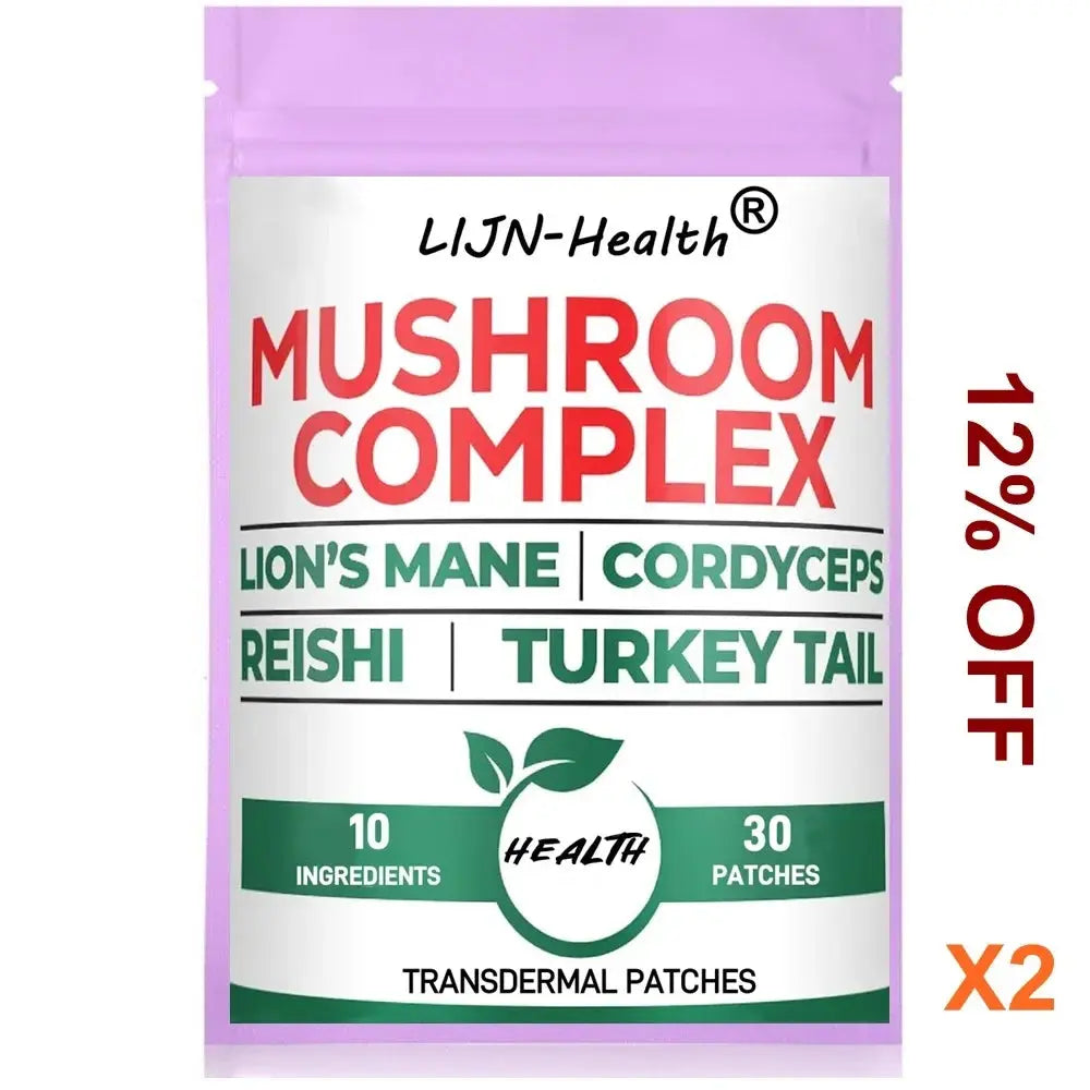 30 Patches 10 in1 Lions Mane Complex Transdermal Patches - Blended with Cordyceps Sinensis, Reishi Mushroom Turkey Tail Mushroom - SlimmingHut