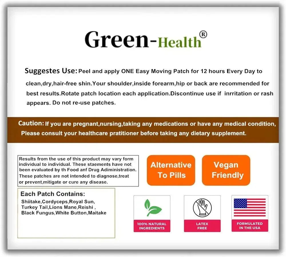 30 Patches 10x Mushroom Complex Transdermal Patches Lions Mane, Cordyceps, Turkey Tail for Immunity, Energy, Mood, Focus SlimmingHut