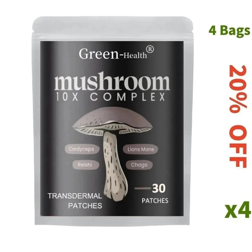 30 Patches 10x Mushroom Complex Transdermal Patches Lions Mane, Cordyceps, Turkey Tail for Immunity, Energy, Mood, Focus - SlimmingHut