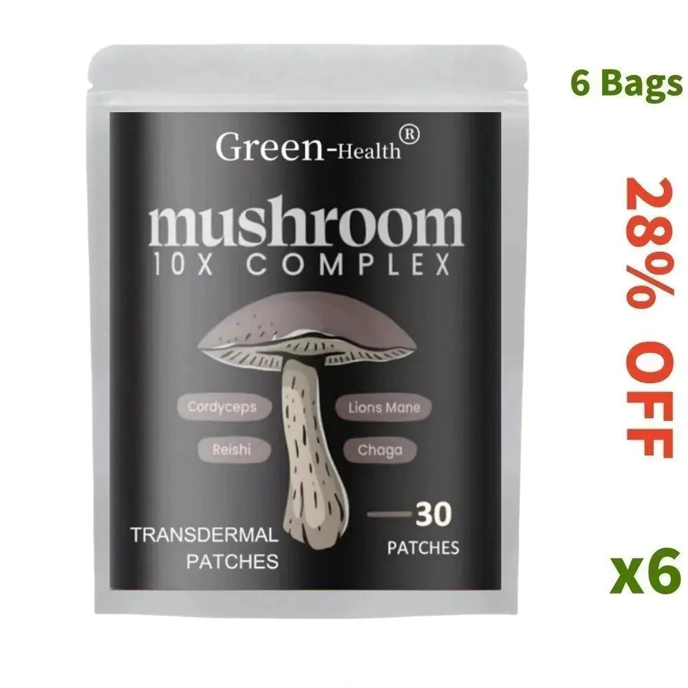30 Patches 10x Mushroom Complex Transdermal Patches Lions Mane, Cordyceps, Turkey Tail for Immunity, Energy, Mood, Focus - SlimmingHut