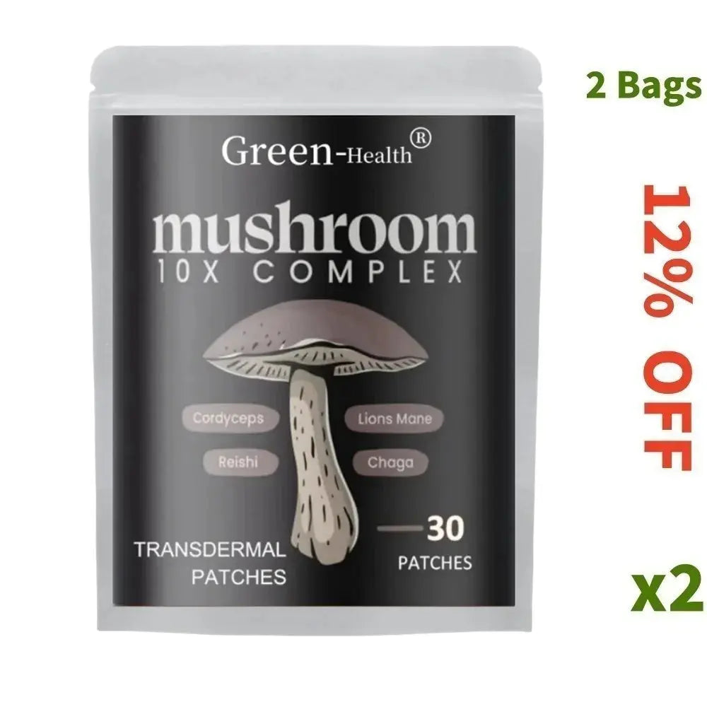30 Patches 10x Mushroom Complex Transdermal Patches Lions Mane, Cordyceps, Turkey Tail for Immunity, Energy, Mood, Focus - SlimmingHut