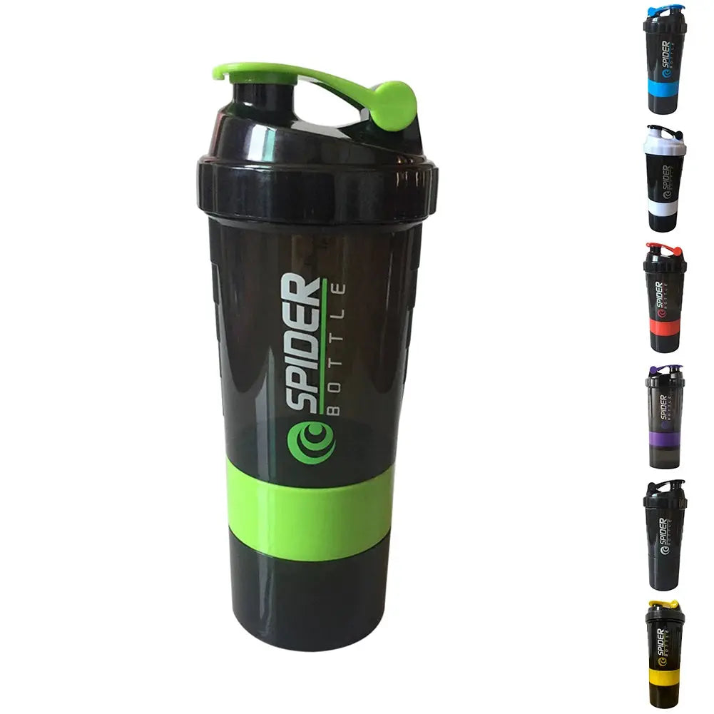 500ML Shaker Bottle Leak-proof Workout Shake Cup With Mixer Gym Sports Shaker Water Bottle With Pill Supplement Storage SlimmingHut