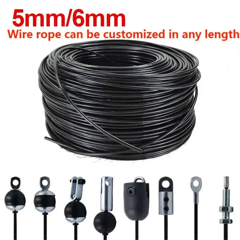 5/6mm Thick Steel Wire Rope Fitness Cable Pulley Machine Attachment Heavy Duty Steel Wirerope For Home gym Workout Accessorie SlimmingHut