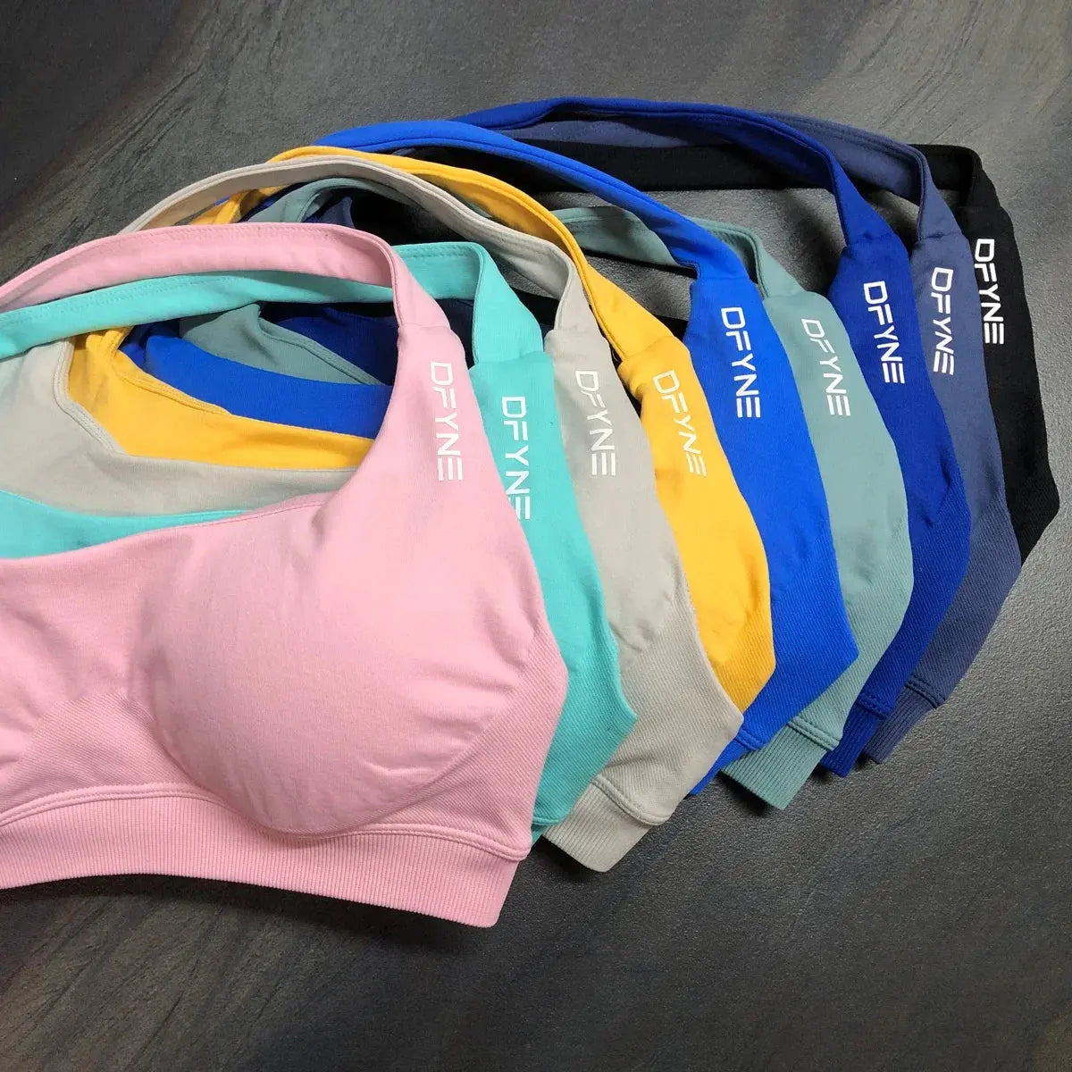 Dfyne Impact Sports Bra for Women Seamless Halter Bra Open Back Yoga Top Bras Medium Support Gym Crop Top Padded Sportswear SlimmingHut