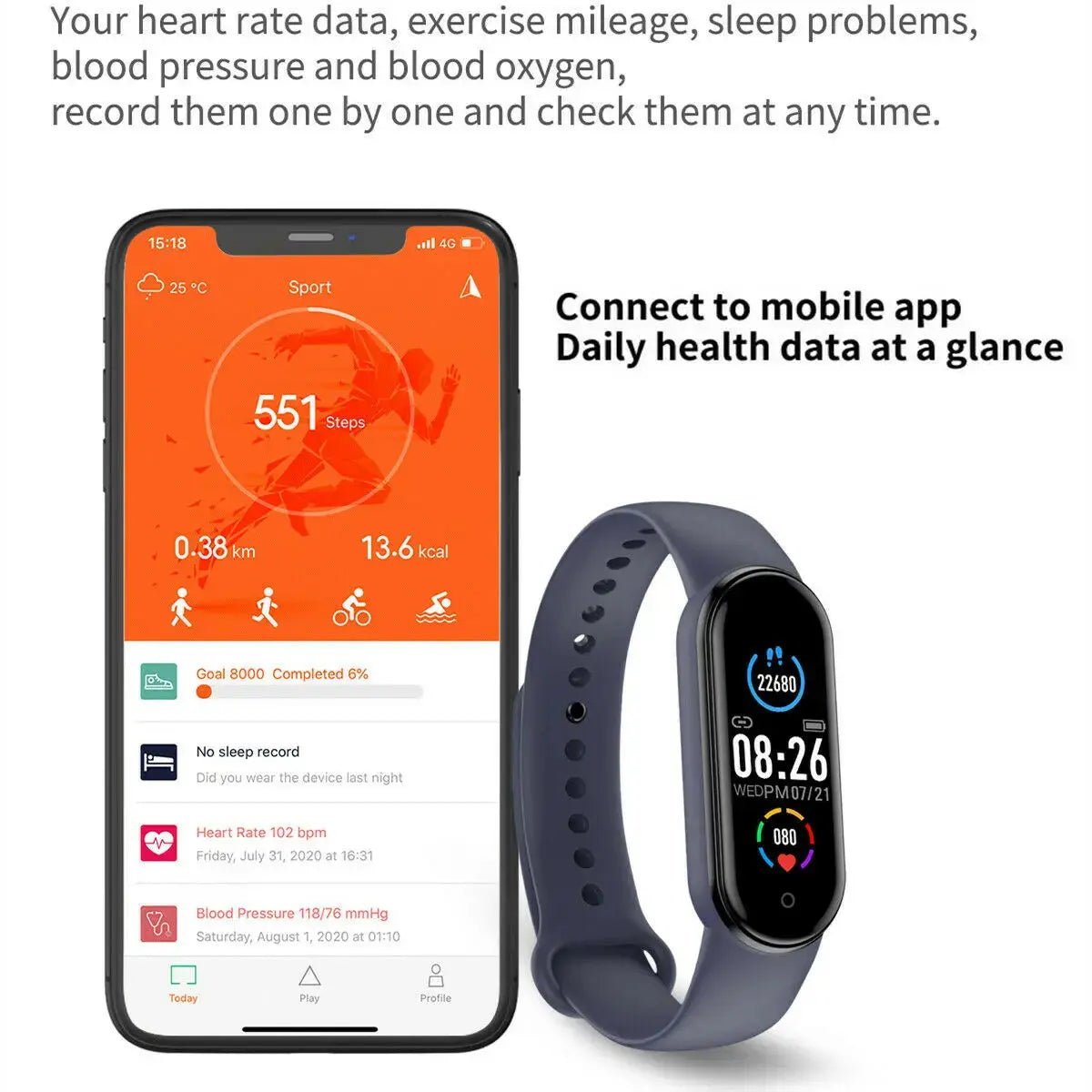 For Mi Band 5 Smart Watch Men Women Fitness Bracelet Tracker Heart Rate Monitor Waterproof Children Sport Smart Band Reloj Mujer - SlimmingHut