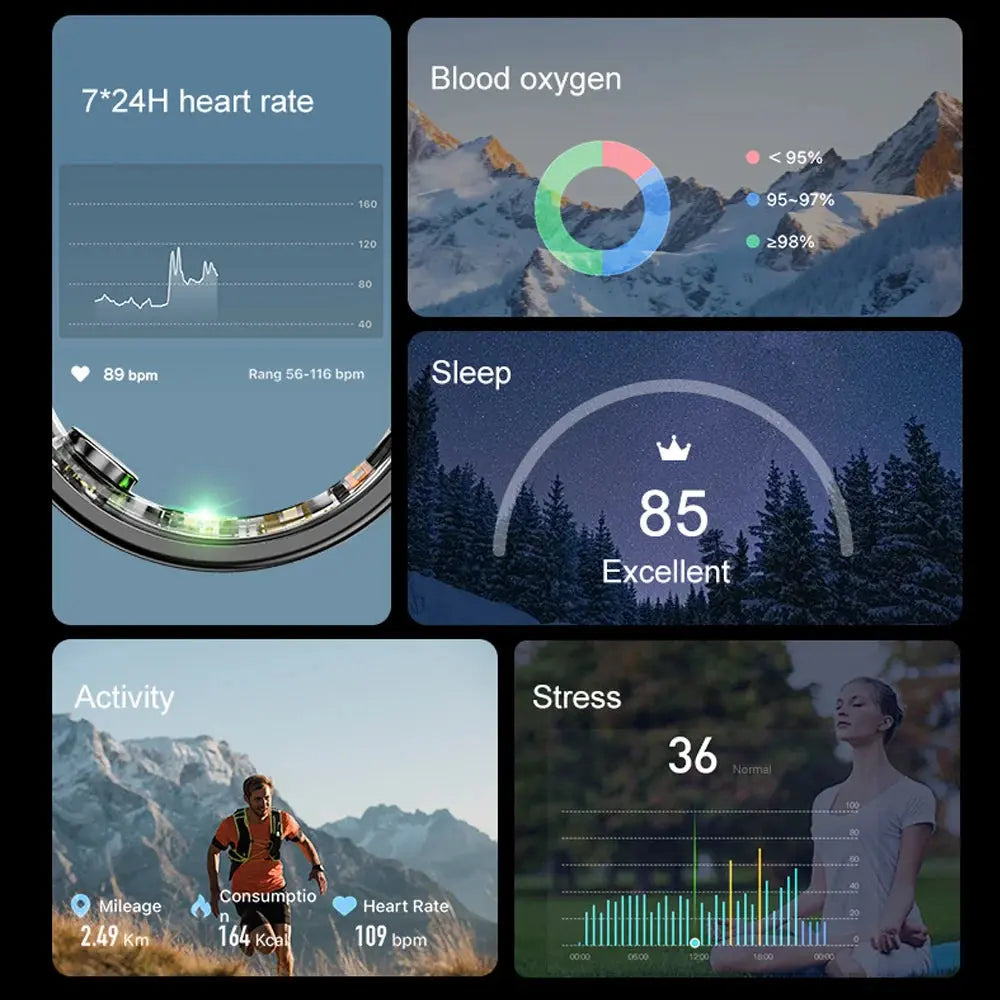 For Xiaomi New Smart Ring Men Women Heart Rate Blood Oxygen Sleep Health Monitor Sport Fitness Tracker Smartring For Android IOS - SlimmingHut