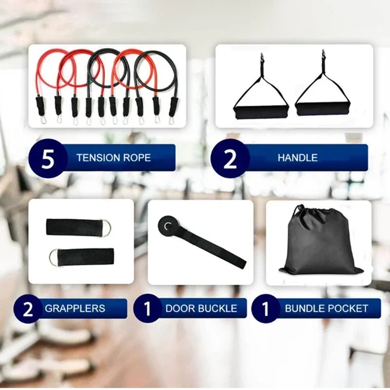 Portable Pilates Bar Kit with Resistance Bands Fitness Stick Home Gym Bodybuilding Elastic Bands Workout Bar Fitness Equipment SlimmingHut