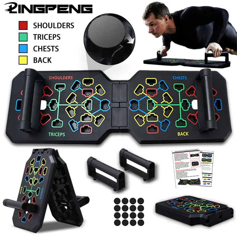 Portable Multifunctional Push-up Board Set With Handles Foldable Fitness Equipment For Chest Abdomen Arms And Back Training SlimmingHut