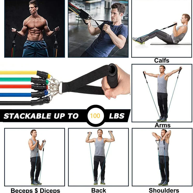 Resistance Bands Set Bodybuilding Home Gym Equipment Professional Weight Training Fitness Elastic Rubber Bands Workout Expander SlimmingHut