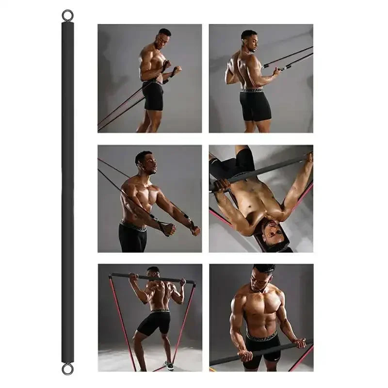 Portable Pilates Bar Kit with Resistance Bands Fitness Stick Home Gym Bodybuilding Elastic Bands Workout Bar Fitness Equipment SlimmingHut