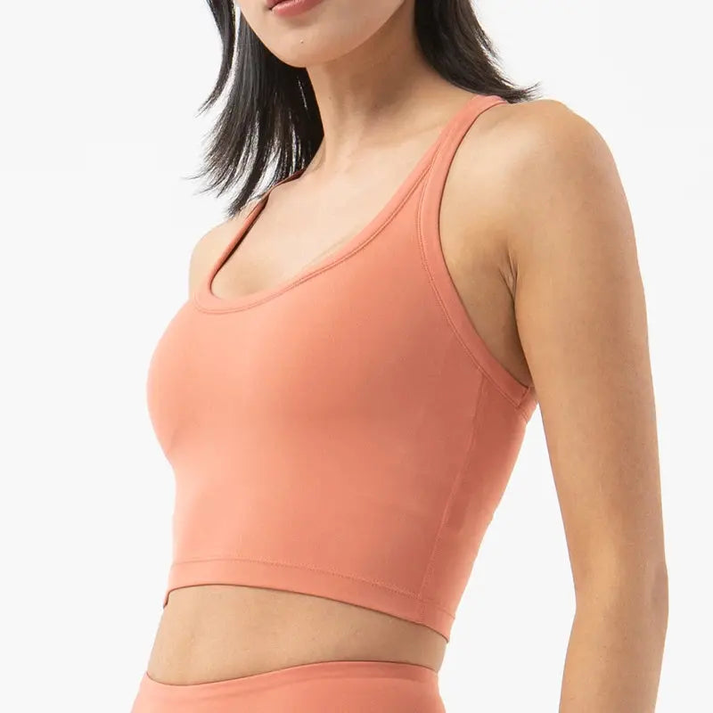 SOISOU Nylon Gym Bra Sports Top Women Yoga Fitness Breathable Underwear Vest Double Layer Support Chest Pad Removable 6 Colors SlimmingHut