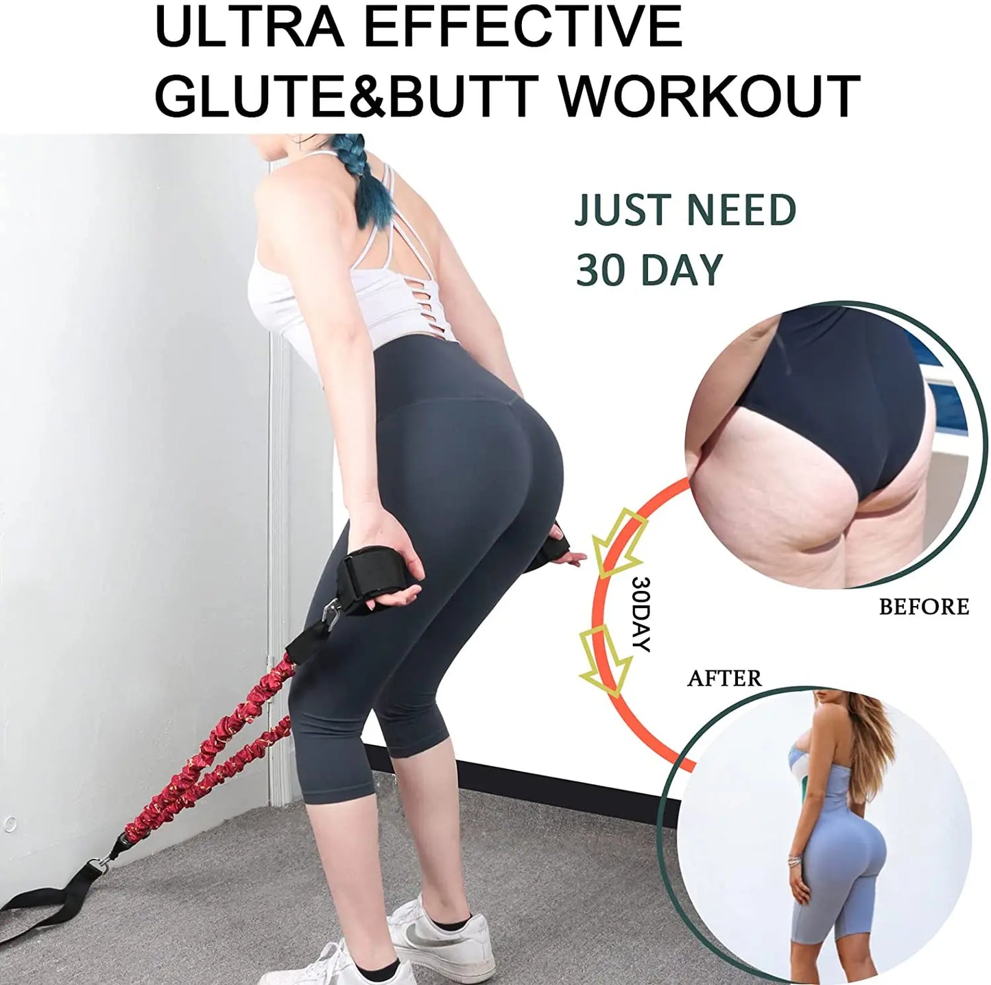 Booty Resistance Band Glute Cord Cable Machine Ankle Kickback Strap for Legs Abs Hip Workouts Gym Home Workout Fitness Equipment SlimmingHut