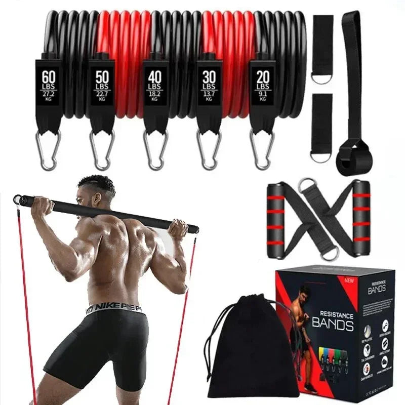 Portable Pilates Bar Kit with Resistance Bands Fitness Stick Home Gym Bodybuilding Elastic Bands Workout Bar Fitness Equipment SlimmingHut