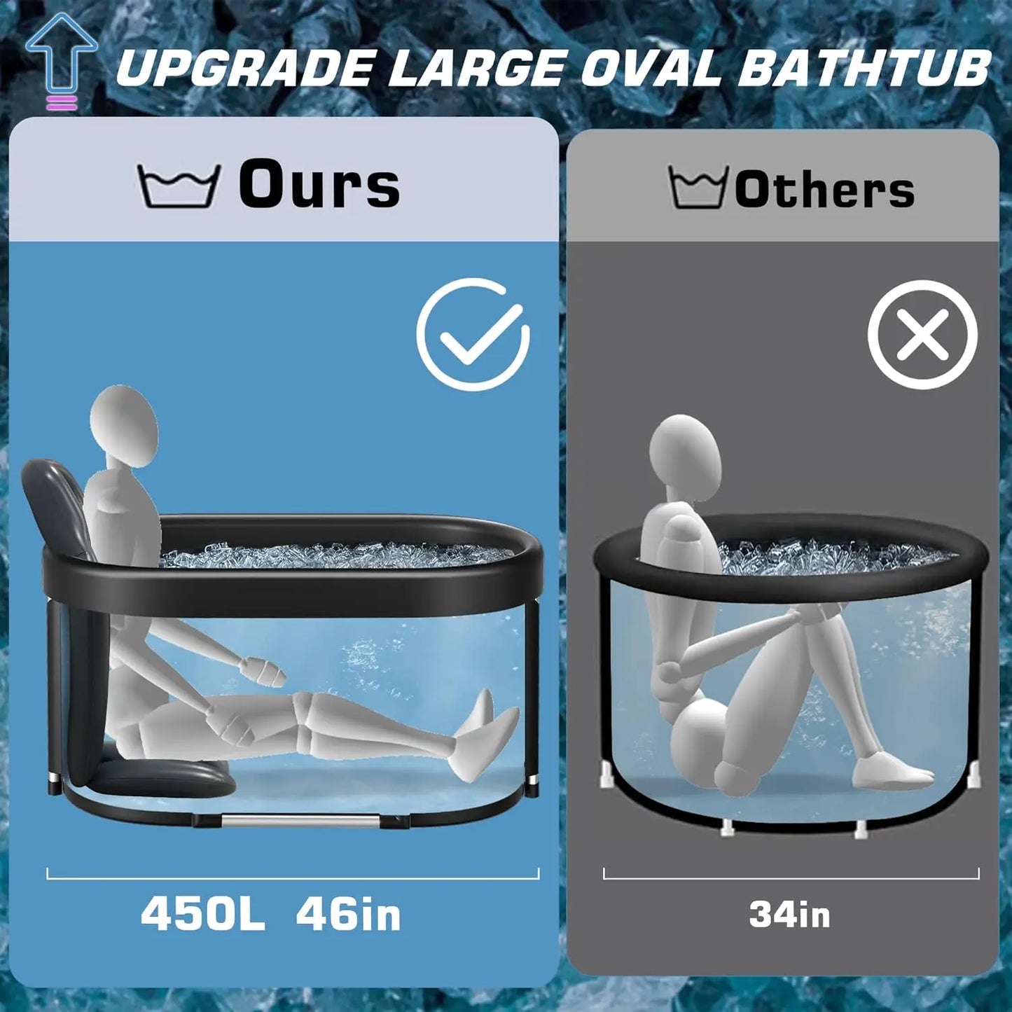 Ice Bath Tub with Cover for Athletes Portable Cold Plunge Tub 109 Gal Capacity for Cold Water Therapy Ice Baths at Home Outdoor SlimmingHut