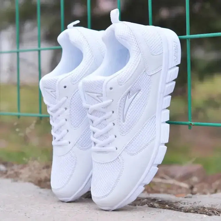 White Sports Woman's Shoes Flat Lady 2024 Sneakers Women Trainers Shoe Ladies Sport Mesh Sneakers Flat Lightweight Soft Footwear - SlimmingHut