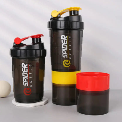 500ML/16oz Shaker Bottle Leak-proof Workout Shake Cup with Mixer Gym Sports Shaker Water Bottle with Pill & Supplement Storage SlimmingHut