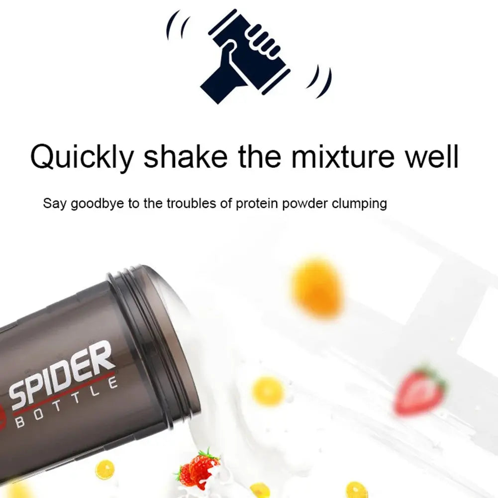 500ML/16oz Shaker Bottle Leak-proof Workout Shake Cup with Mixer Gym Sports Shaker Water Bottle with Pill & Supplement Storage SlimmingHut