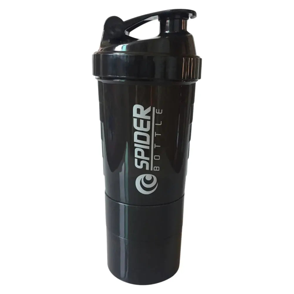 500ML/16oz Shaker Bottle Leak-proof Workout Shake Cup with Mixer Gym Sports Shaker Water Bottle with Pill & Supplement Storage - SlimmingHut