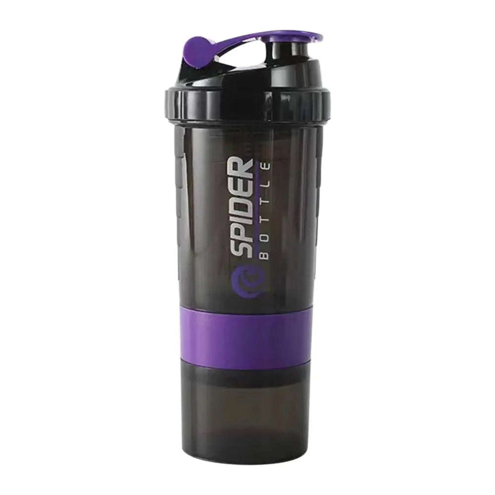 500ML/16oz Shaker Bottle Leak-proof Workout Shake Cup with Mixer Gym Sports Shaker Water Bottle with Pill & Supplement Storage - SlimmingHut