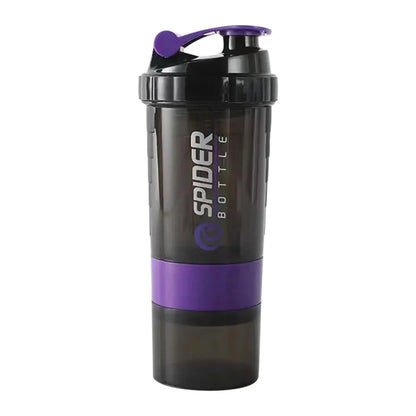 500ML/16oz Shaker Bottle Leak-proof Workout Shake Cup with Mixer Gym Sports Shaker Water Bottle with Pill & Supplement Storage - SlimmingHut