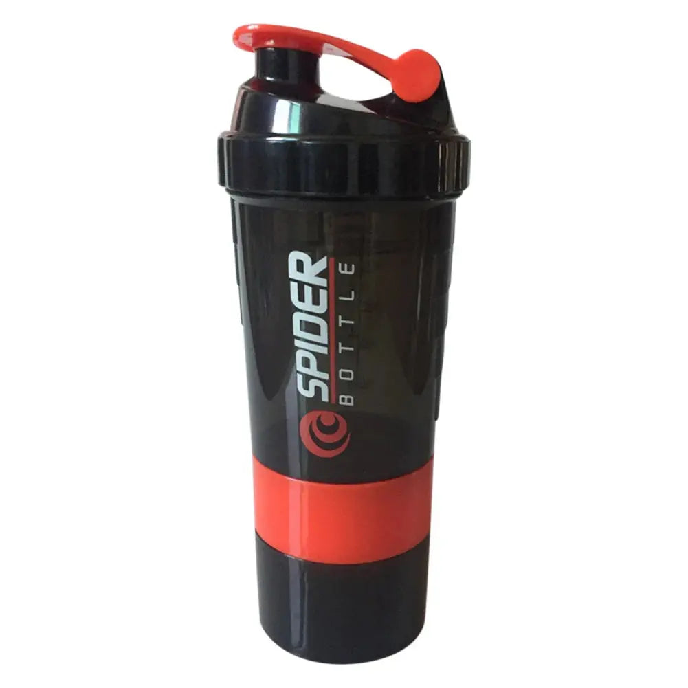 500ML/16oz Shaker Bottle Leak-proof Workout Shake Cup with Mixer Gym Sports Shaker Water Bottle with Pill & Supplement Storage - SlimmingHut