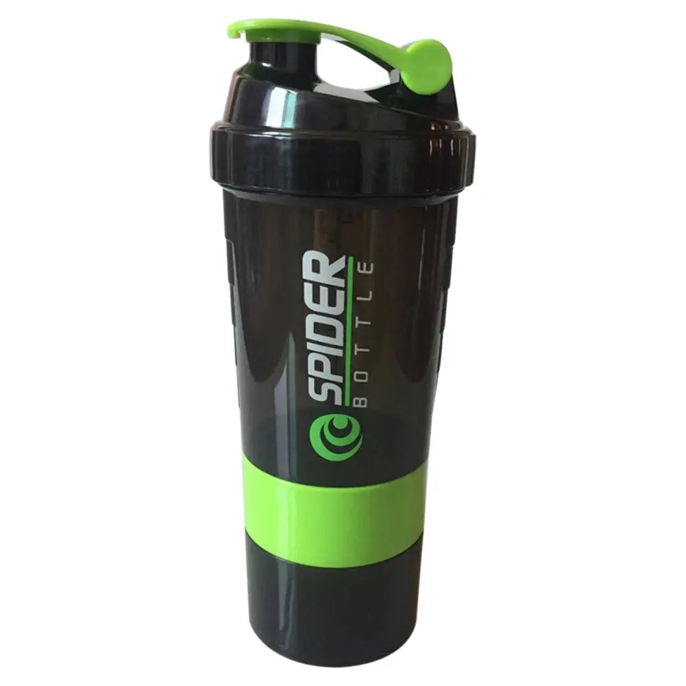 500ML/16oz Shaker Bottle Leak-proof Workout Shake Cup with Mixer Gym Sports Shaker Water Bottle with Pill & Supplement Storage - SlimmingHut