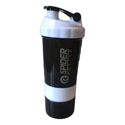 500ML/16oz Shaker Bottle Leak-proof Workout Shake Cup with Mixer Gym Sports Shaker Water Bottle with Pill & Supplement Storage - SlimmingHut