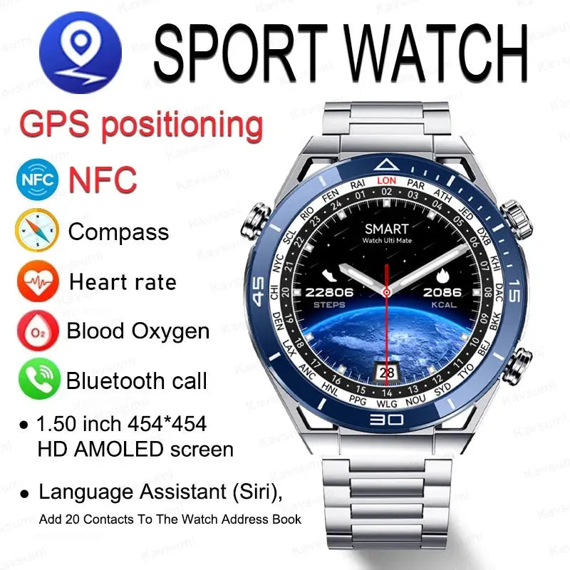 2024 New NFC Smart watch Men HD Bluetooth Call Custom Dial GPS Tracker Motion Fitness Waterproof Watches For Xiaomi Huawei IOS - SlimmingHut