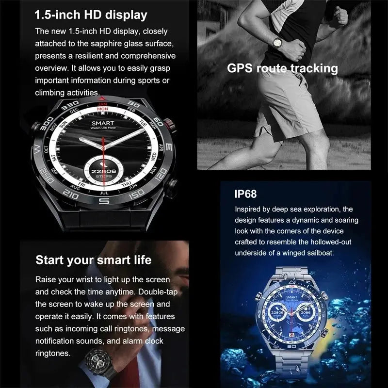 2024 New NFC Smart watch Men HD Bluetooth Call Custom Dial GPS Tracker Motion Fitness Waterproof Watches For Xiaomi Huawei IOS - SlimmingHut