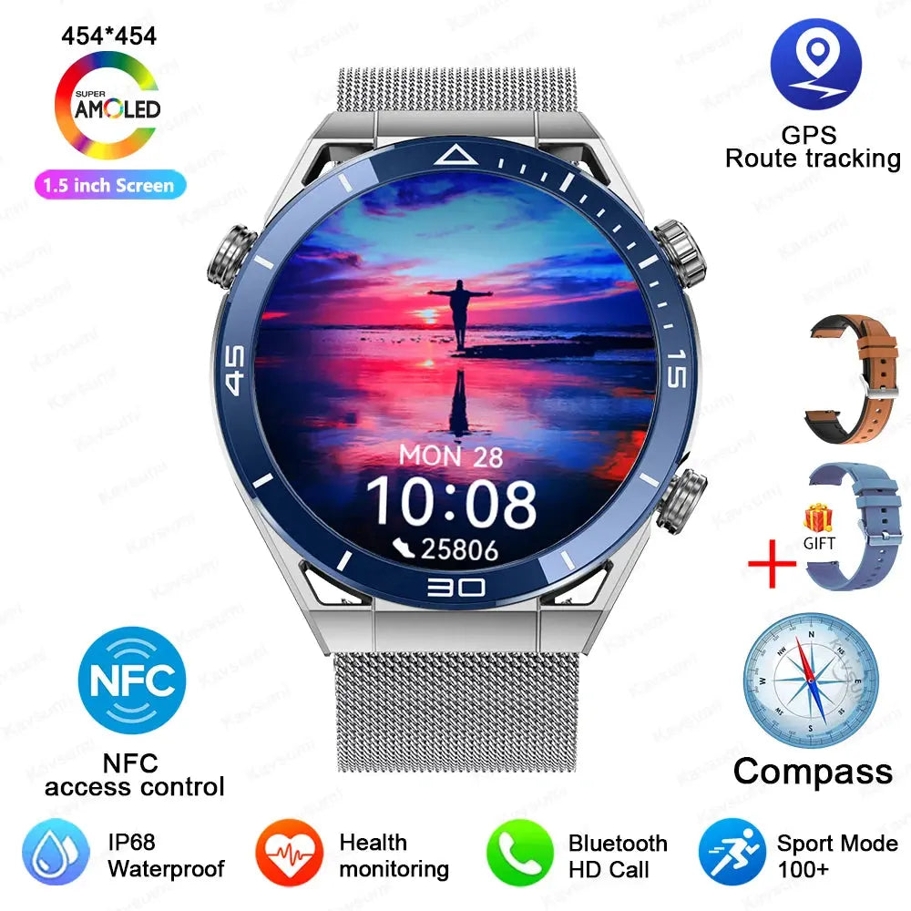 2024 New NFC Smart watch Men HD Bluetooth Call Custom Dial GPS Tracker Motion Fitness Waterproof Watches For Xiaomi Huawei IOS - SlimmingHut