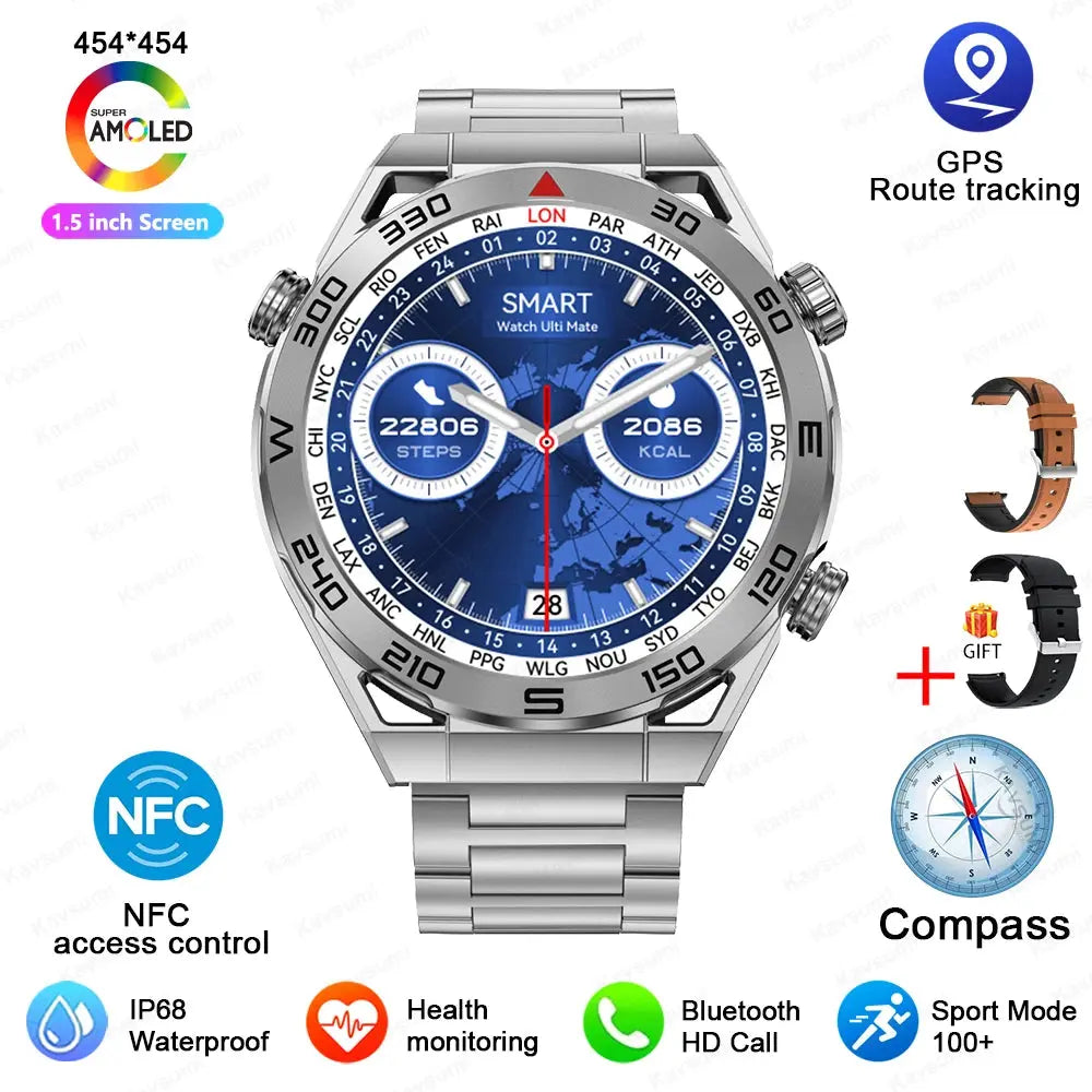 2024 New NFC Smart watch Men HD Bluetooth Call Custom Dial GPS Tracker Motion Fitness Waterproof Watches For Xiaomi Huawei IOS - SlimmingHut