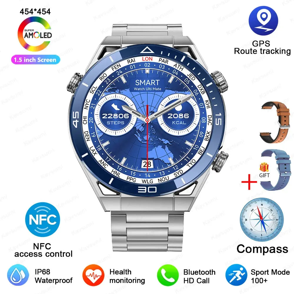 2024 New NFC Smart watch Men HD Bluetooth Call Custom Dial GPS Tracker Motion Fitness Waterproof Watches For Xiaomi Huawei IOS - SlimmingHut
