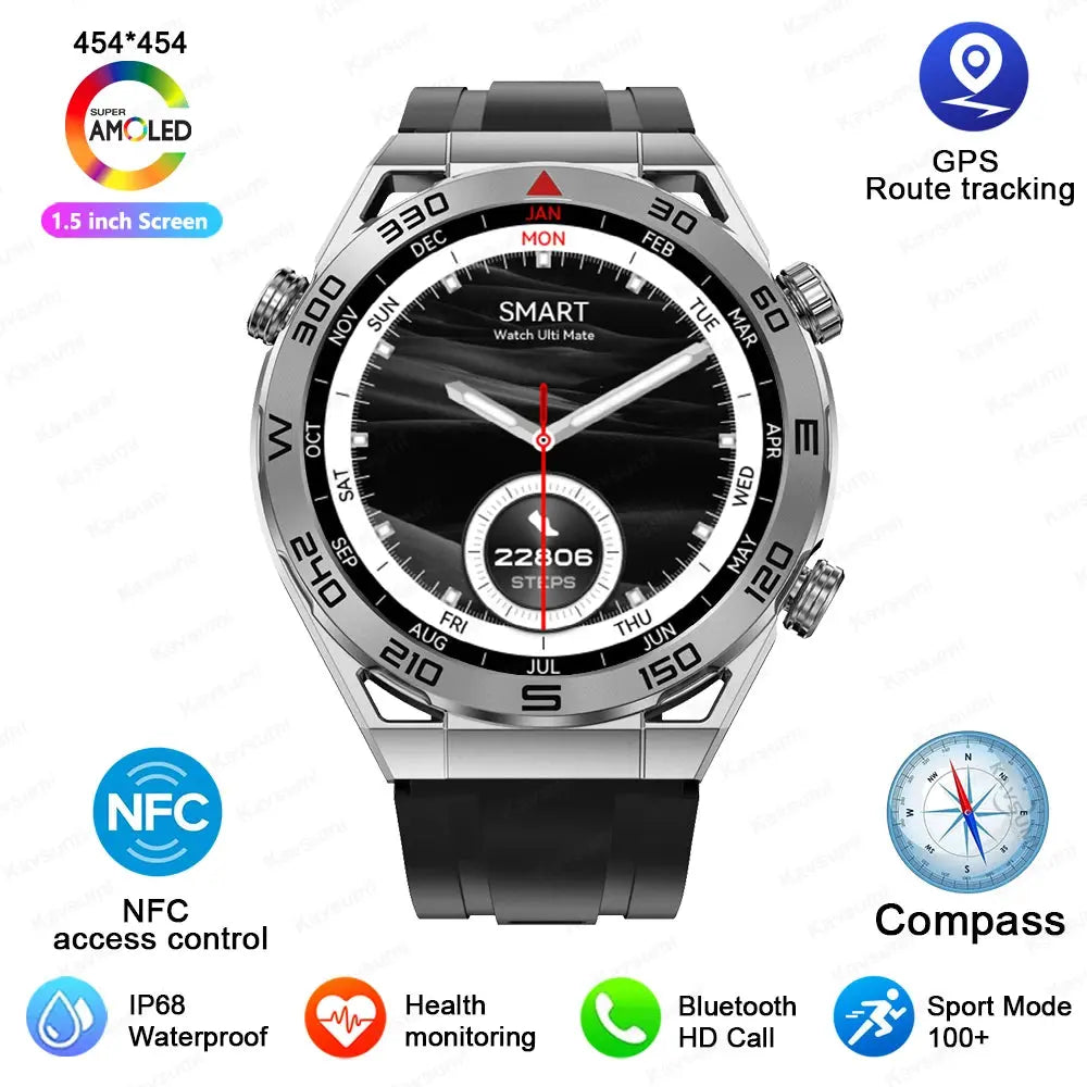 2024 New NFC Smart watch Men HD Bluetooth Call Custom Dial GPS Tracker Motion Fitness Waterproof Watches For Xiaomi Huawei IOS - SlimmingHut
