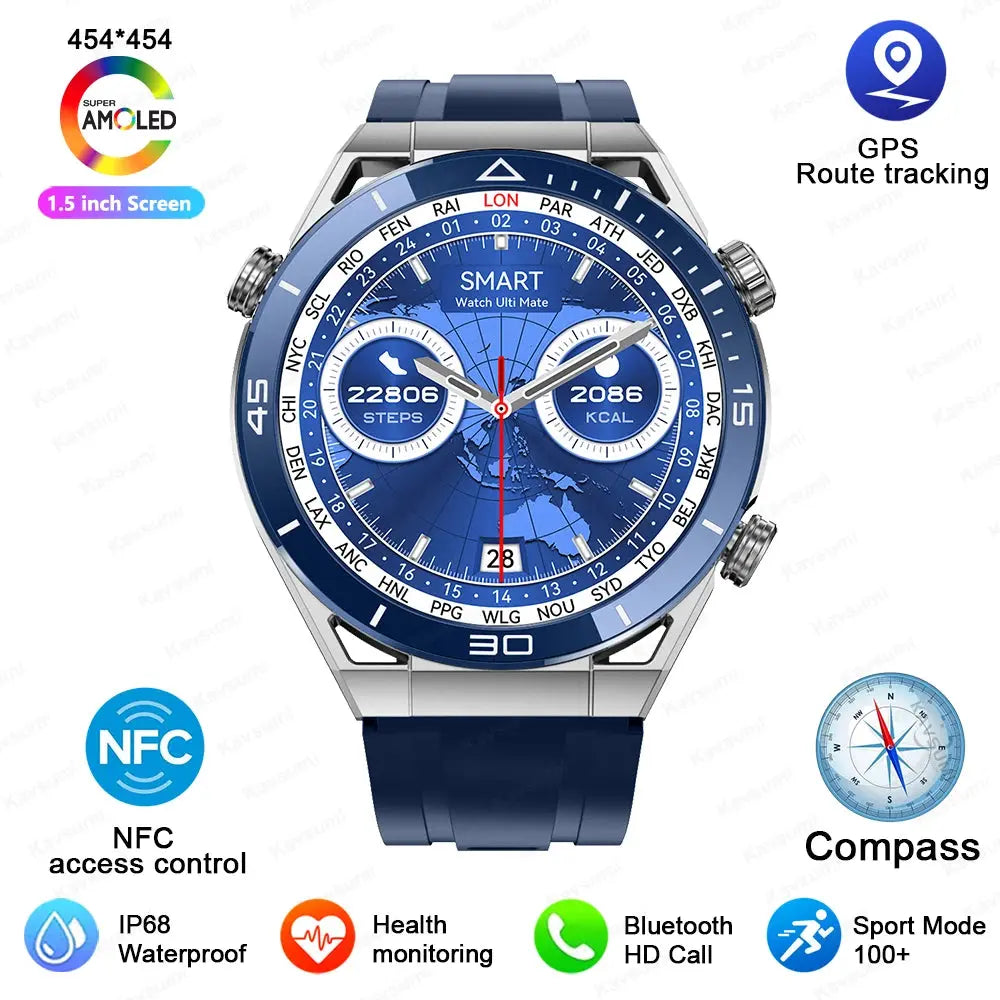 2024 New NFC Smart watch Men HD Bluetooth Call Custom Dial GPS Tracker Motion Fitness Waterproof Watches For Xiaomi Huawei IOS - SlimmingHut