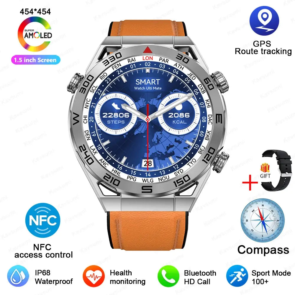 2024 New NFC Smart watch Men HD Bluetooth Call Custom Dial GPS Tracker Motion Fitness Waterproof Watches For Xiaomi Huawei IOS - SlimmingHut