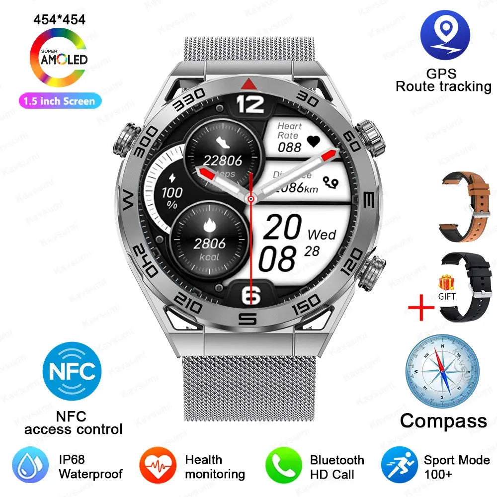 2024 New NFC Smart watch Men HD Bluetooth Call Custom Dial GPS Tracker Motion Fitness Waterproof Watches For Xiaomi Huawei IOS - SlimmingHut