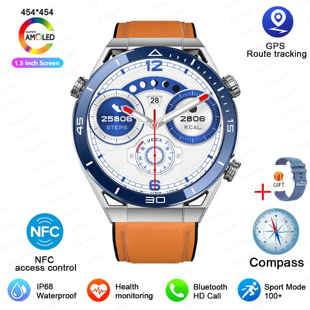 2024 New NFC Smart watch Men HD Bluetooth Call Custom Dial GPS Tracker Motion Fitness Waterproof Watches For Xiaomi Huawei IOS - SlimmingHut