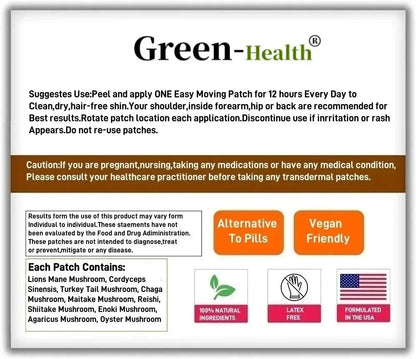 30 Patches 10 In1 Lions Mane Complex Transdermal Patches - Blended With Cordyceps Sinensis, Reishi Mushroom Turkey Tail Mushroom SlimmingHut