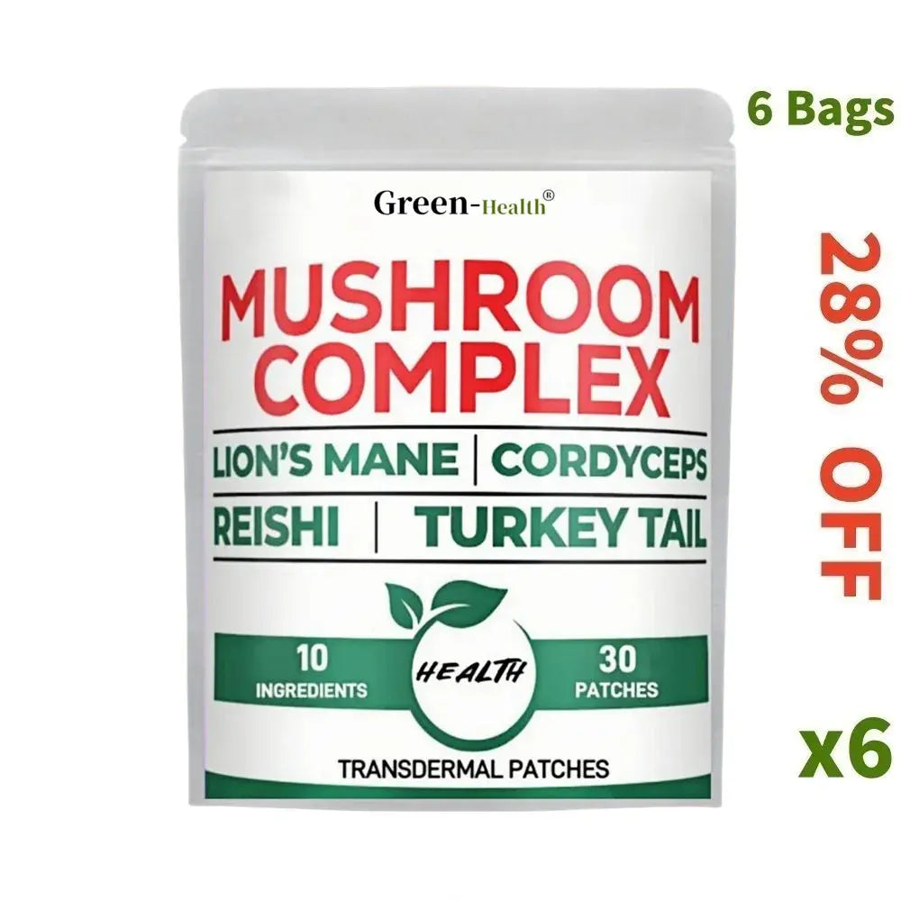 30 Patches 10 In1 Lions Mane Complex Transdermal Patches - Blended With Cordyceps Sinensis, Reishi Mushroom Turkey Tail Mushroom - SlimmingHut
