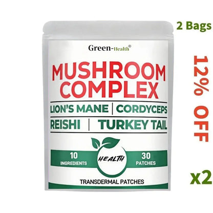 30 Patches 10 In1 Lions Mane Complex Transdermal Patches - Blended With Cordyceps Sinensis, Reishi Mushroom Turkey Tail Mushroom - SlimmingHut