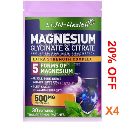 30 Patches Magnesium Complex Transdermal Patches for Muscle, Nerve, Heart - SlimmingHut