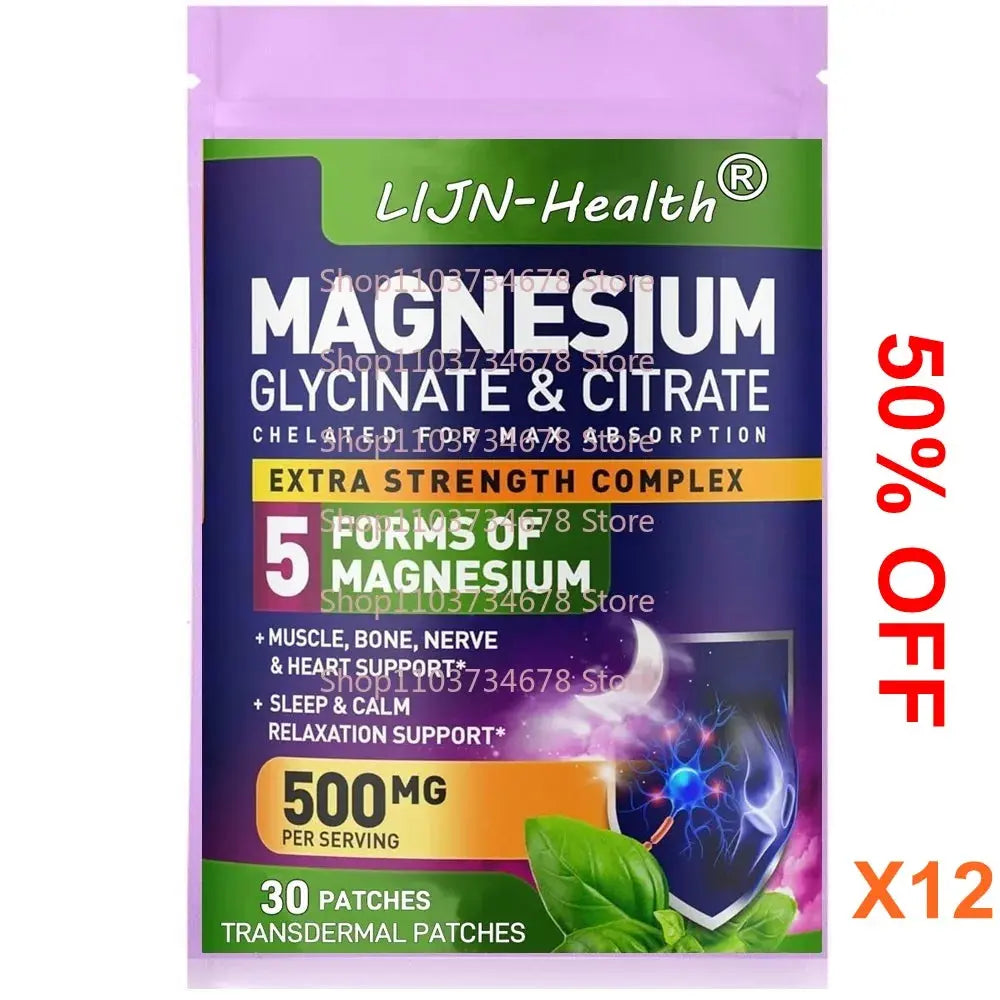 30 Patches Magnesium Complex Transdermal Patches for Muscle, Nerve, Heart - SlimmingHut