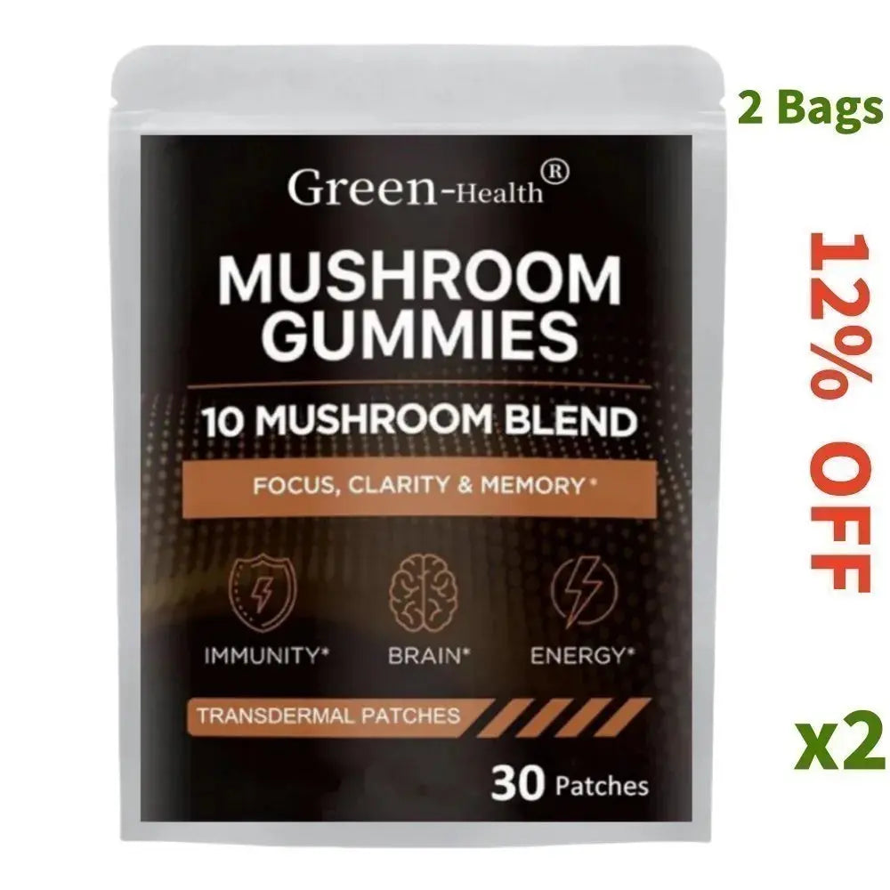 30 Patches Mushroom Complex Transdermal Patches Brain Booster, Immune Support, Energy For Men & Women - SlimmingHut