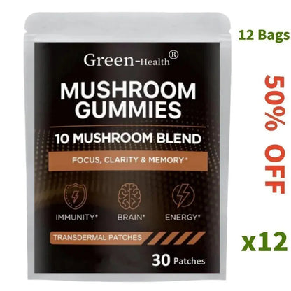 30 Patches Mushroom Complex Transdermal Patches Brain Booster, Immune Support, Energy For Men & Women - SlimmingHut