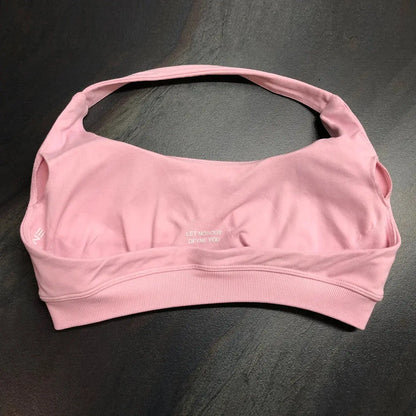 Dfyne Impact Sports Bra for Women Seamless Halter Bra Open Back Yoga Top Bras Medium Support Gym Crop Top Padded Sportswear SlimmingHut
