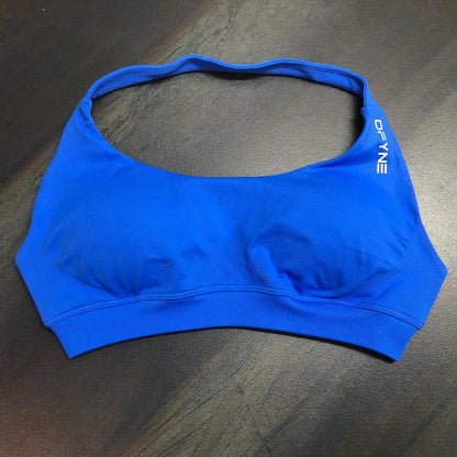 Dfyne Impact Sports Bra for Women Seamless Halter Bra Open Back Yoga Top Bras Medium Support Gym Crop Top Padded Sportswear - SlimmingHut