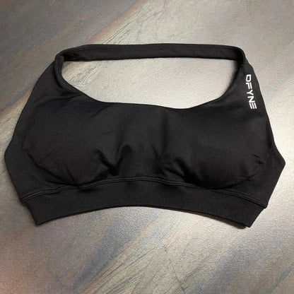 Dfyne Impact Sports Bra for Women Seamless Halter Bra Open Back Yoga Top Bras Medium Support Gym Crop Top Padded Sportswear - SlimmingHut